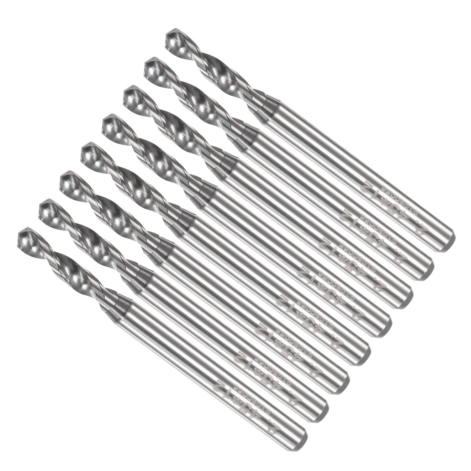 CoCud PCB Drill Bits, 2.45mm Diameter 1/8" Shank, Solid Tungsten Carbide Precision Drilling - (Applications: for Print Circuit Board CNC Engraving), 8-Pieces