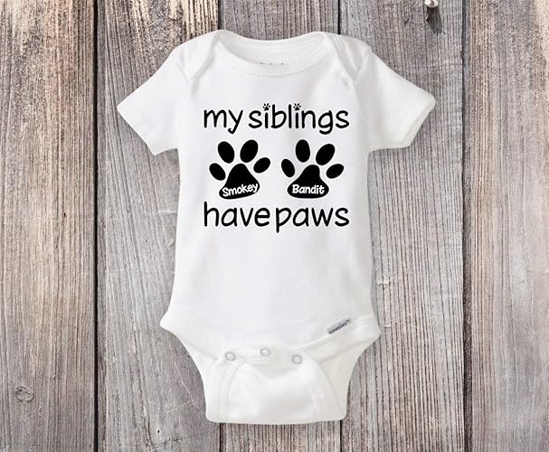 Personalized Paw Print Baby Shirt My Siblings Have Amazon Com