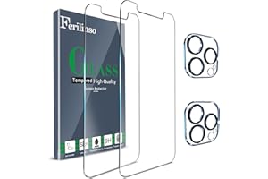 Ferilinso 2 Pack Screen Protector for iPhone 12 Pro Max with 2 Pack Tempered Glass Camera Lens Protector Phone Case Friendly Ultra Accessories Protector de Pantalla for Apple iPhone 12 Pro Max