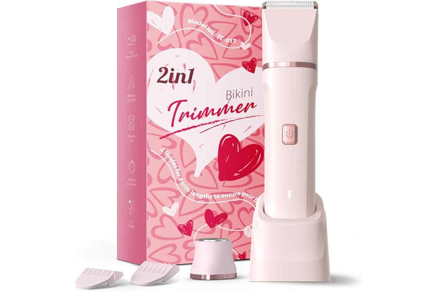 Risina Bikini Trimmer for Women – Painless Electric Razors for Silk Skin,Cordless Body Shaver for Trip,Replaceable Lady Facial Razor, IPX7 Waterproof&Easy Cleaning, Stocking Stuffers Christmas Gifts