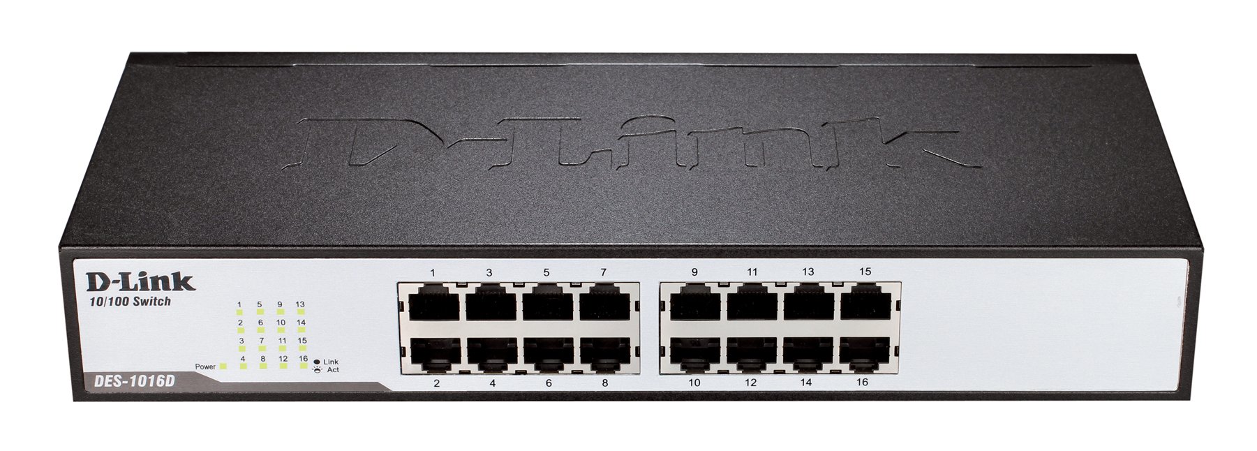 D-Link DES-1016D/B 16-Port Fast Ethernet Unmanaged Metal Desktop Switch - UK Version