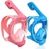 Kids Full Face Snorkel Mask, Snorkeling Gear for Kids, Kids Scuba Mask and Snorkel, Diving Mask, Snorkeling Set, 180 Degree Panoramic View Anti-Fog Anti-Leak