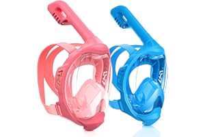JWINTEE Kids Full Face Snorkel Mask, Snorkeling Gear for Kids, Kids Scuba Mask and Snorkel, Diving Mask, Snorkeling Set, 180 Degree Panoramic View Anti-Fog Anti-Leak