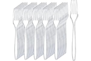 Plastic Forks - 100 Disposable Plastic Forks, 6 Inch- Thick Matte Handle, Transparent & Sturdy - Ideal for Birthday, BBQ, Wed