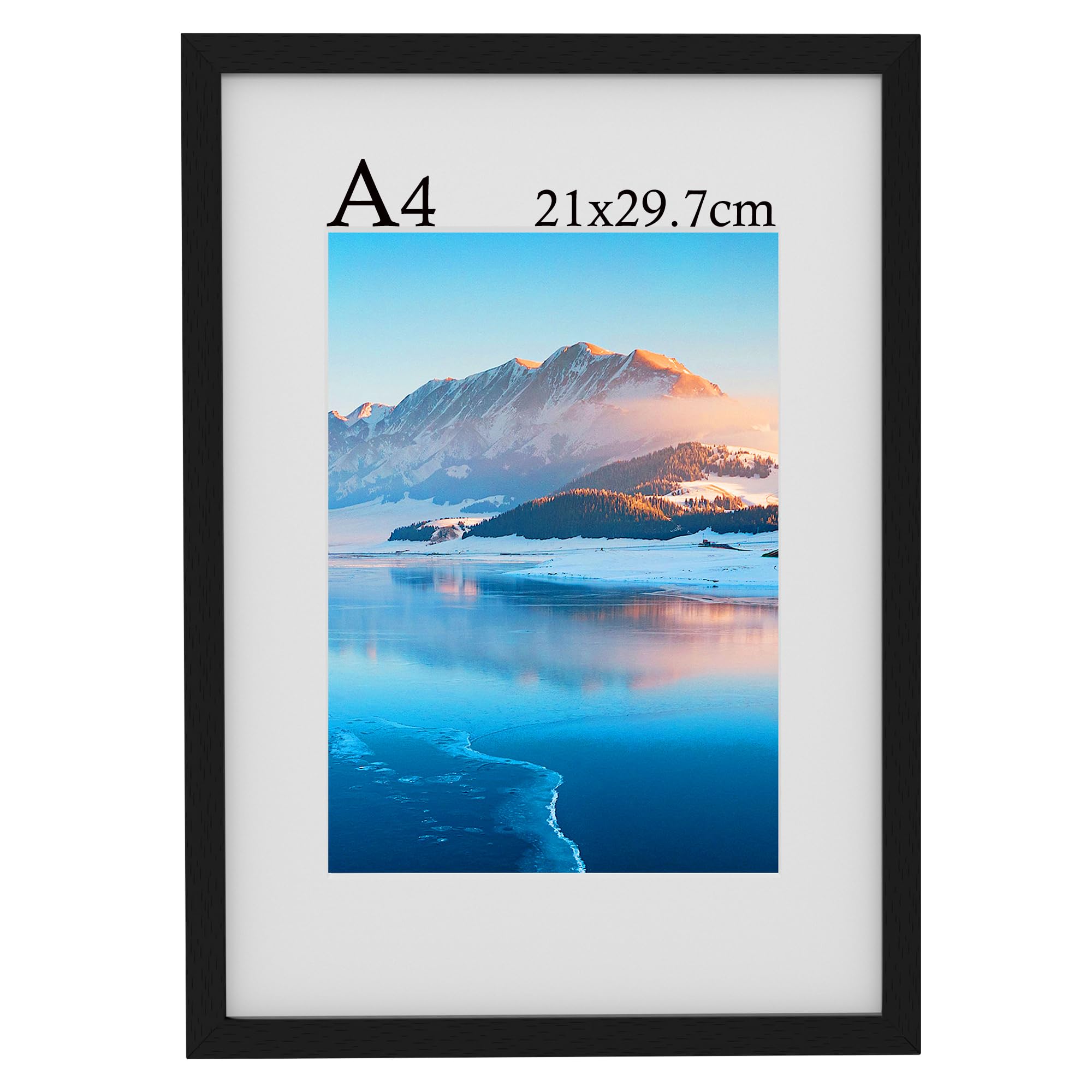 A4 Frame, 21x30 cm Wooden A4 Photo Frames, A4 Picture Frames with Mount, Black Picture Frames for Print, Certificate Frame for Wall Mount, For Table Decoration — image 1