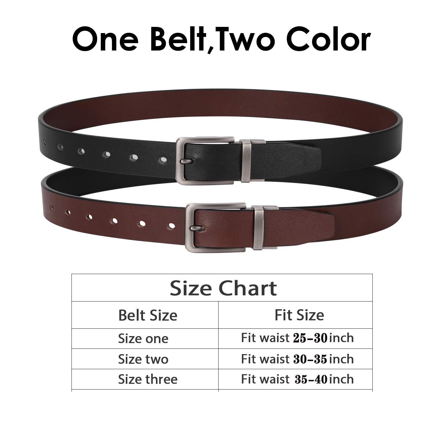 Reversible Leather Belts for Women with Rotated Metal Buckle 1.1 inch Black Brown Women Narrow Jeans Belt Christmas Gift Box,01 Black-Brown, Fit waist 30-35 inch