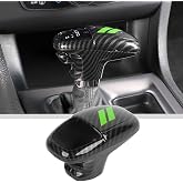 JWWY Gear Shift Shifter Knobs Gear Selector Gear Lever Gearstick Knob Cover Trim for 2015-2026 Dodge Challenger Charger 2018-2026 Durango Interior Accessories Green Carbon Fiber 3pcs