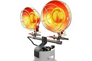 QIOMALA 30000 BTU Outdoor Propane Heater, Double Tank Top Cordless Radiant Gas Heater with Tip-Over Protection, Safety Shut-Off Valve – Ideal for Patio, Camping, Fishing, Garage