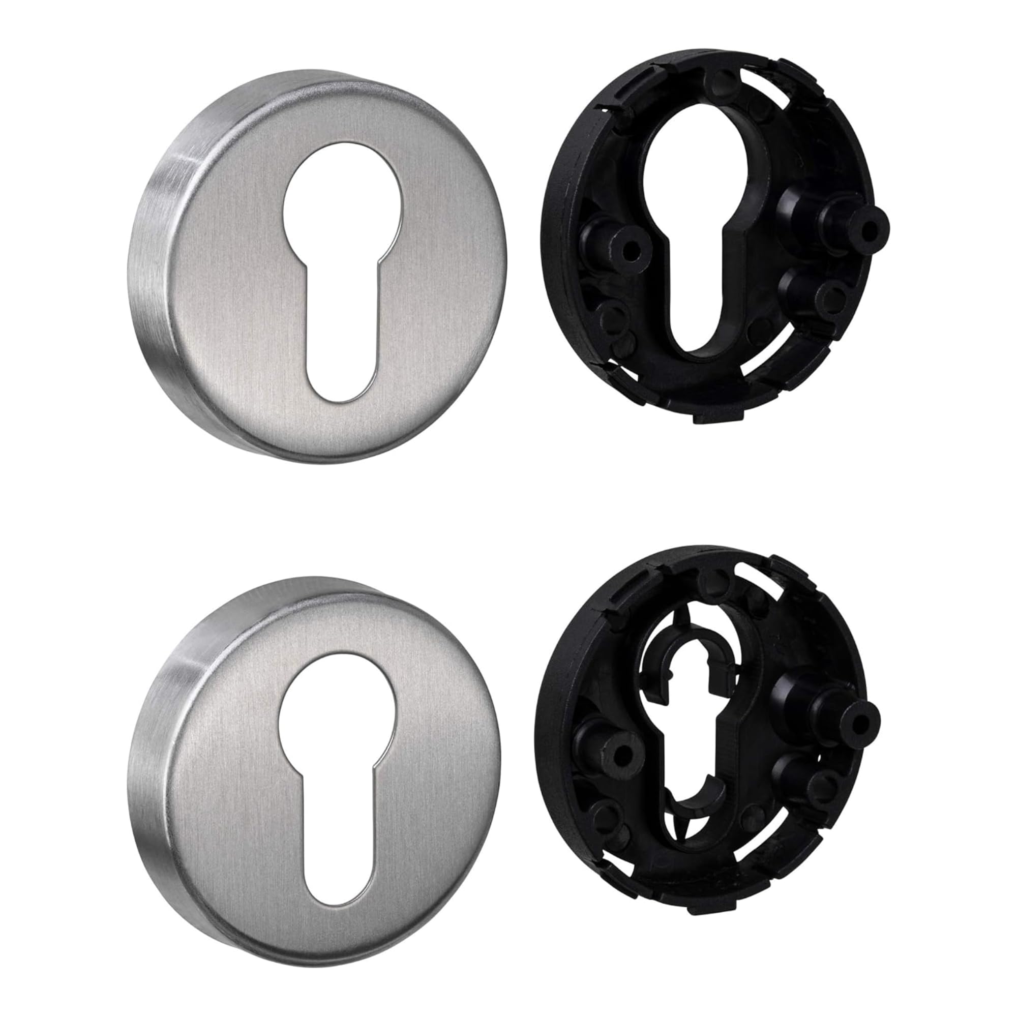 1 Pair – Model H8250 Cylinder Stainless Steel Door Rosette Round | PZ Cylindrical including Mounting Material | Solid | Stainless Steel Fittings Juva 10