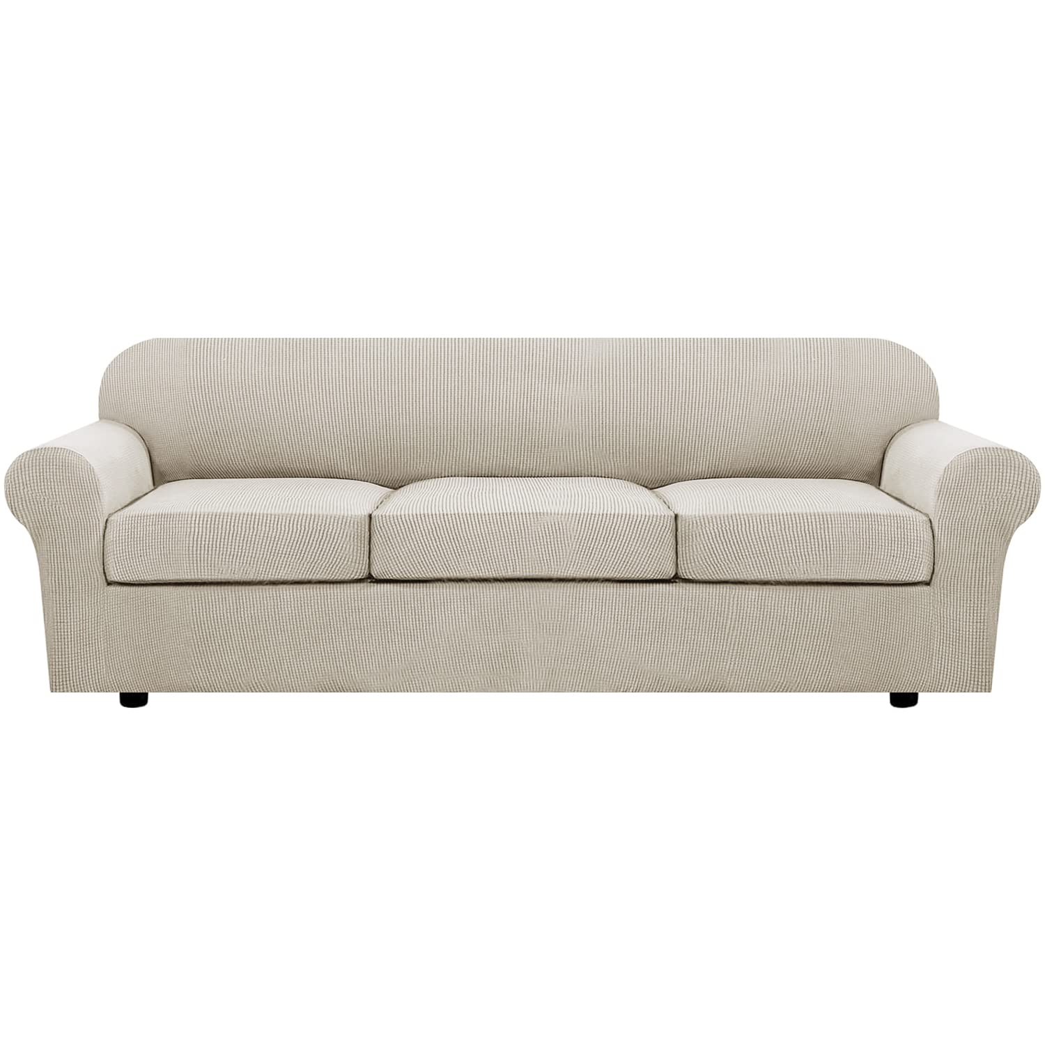 Photo 1 of H.VERSAILTEX 4 Piece Stretch Sofa Covers for 3 Cushion Couch Covers for Living Room Furniture Slipcovers (Base Cover Plus 3 Seat Cushion Covers) Thicker Jacquard Fabric (XL Sofa, Island Fossi)
