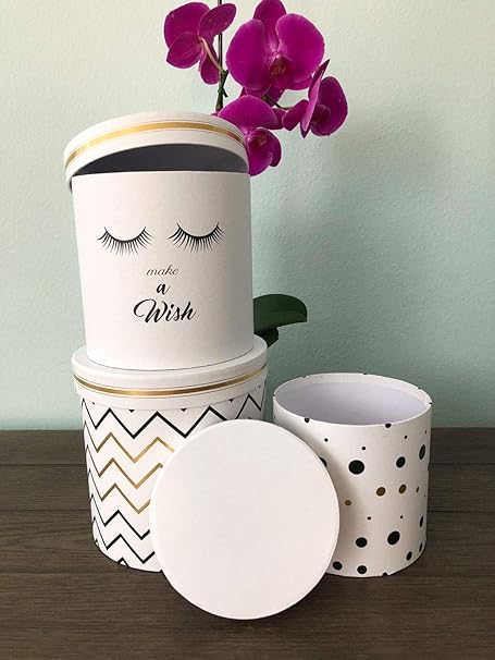 USA-SALES] Caja de Flores Redonda, Cajas de Regalo para arreglos de Flores Regalos, Juego de 3 Unidades, con Tapas, tamaño (S/M/L), Hacer un Deseo: Amazon.es: Hogar
