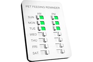 YARKOR Dog Feeding Reminder Magnetic Reminder Sticker,AM/PM Daily Indication Chart Feed Your Pets,Fridge Magnets and Double Sided Tape - Prevent Overfeeding or Obesity (Silver)