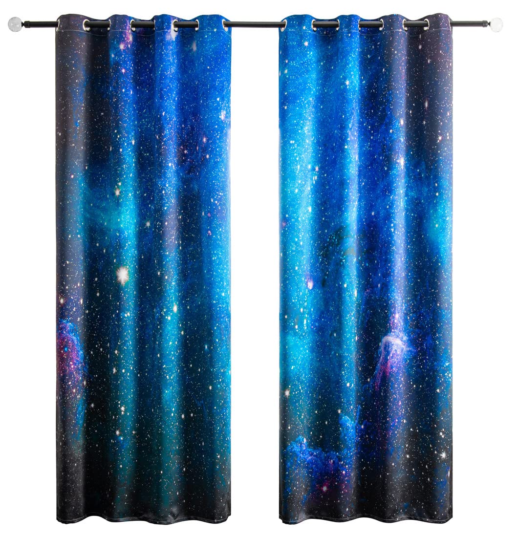 goodbath Blackout Curtains for Bedroom, Space Galaxy Universe Nebula Stars Starry Sky Thermal Insulated Window Curtains for Living Room for Girls Boys Kids, 2 Panels, 46" x 54"