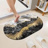 ZHUZHISHAN Black White Gray Gold Marble Super Absorbent Quick-Drying Bathroom Mat Rug, Rubber Non-Slip Bottoms, Easy to Clean,Ultra Thin Bathroom Rugs Fit Under Door and Bathtub(16&times;24Inch)