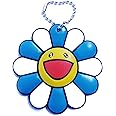 SaveALL Murakami cheerfulness blue-white color flake sunflower keychain brooch pin kitchen wall decor plush toy cute smile great for decoration phones backpacks jeans jackets and more 2 inche diameter
