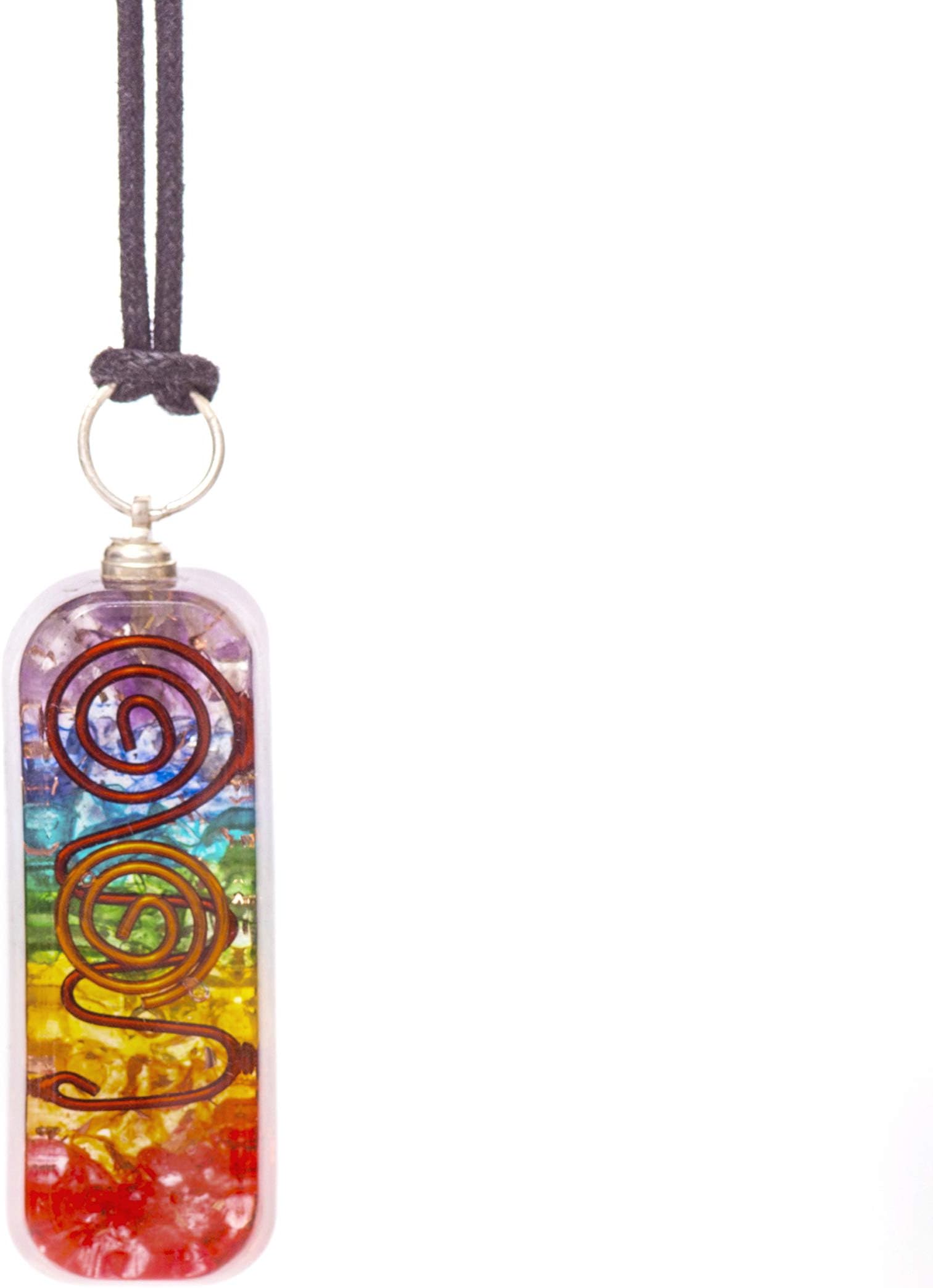 Orgone Pendant Chakra Crystals Necklace with Healing Stones E-Energy Protection Pendant- Healing Crystals Chakra Necklace - Crystal Jewelry for Women - Chakra Stones Based Orgonite Pendant Necklace