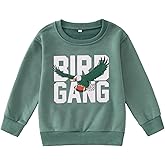 CM C&M WODRO Toddler Kid Boy Girl Football Outfit Bird Graphic Sweatshirt Game Day Shirt Long Sleeve Crewneck Pullover Tops