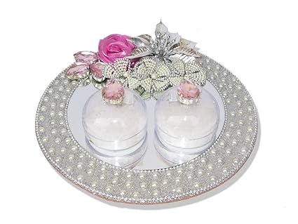 WeddingPitara Glass Ring Platter