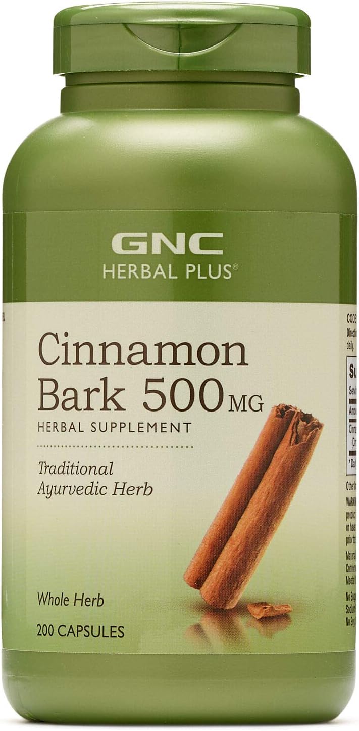 GNC Herbal Plus Cinnamon Bark 500mg, 200 Capsules, Traditional Ayurvedic Herb: Health & Personal Care