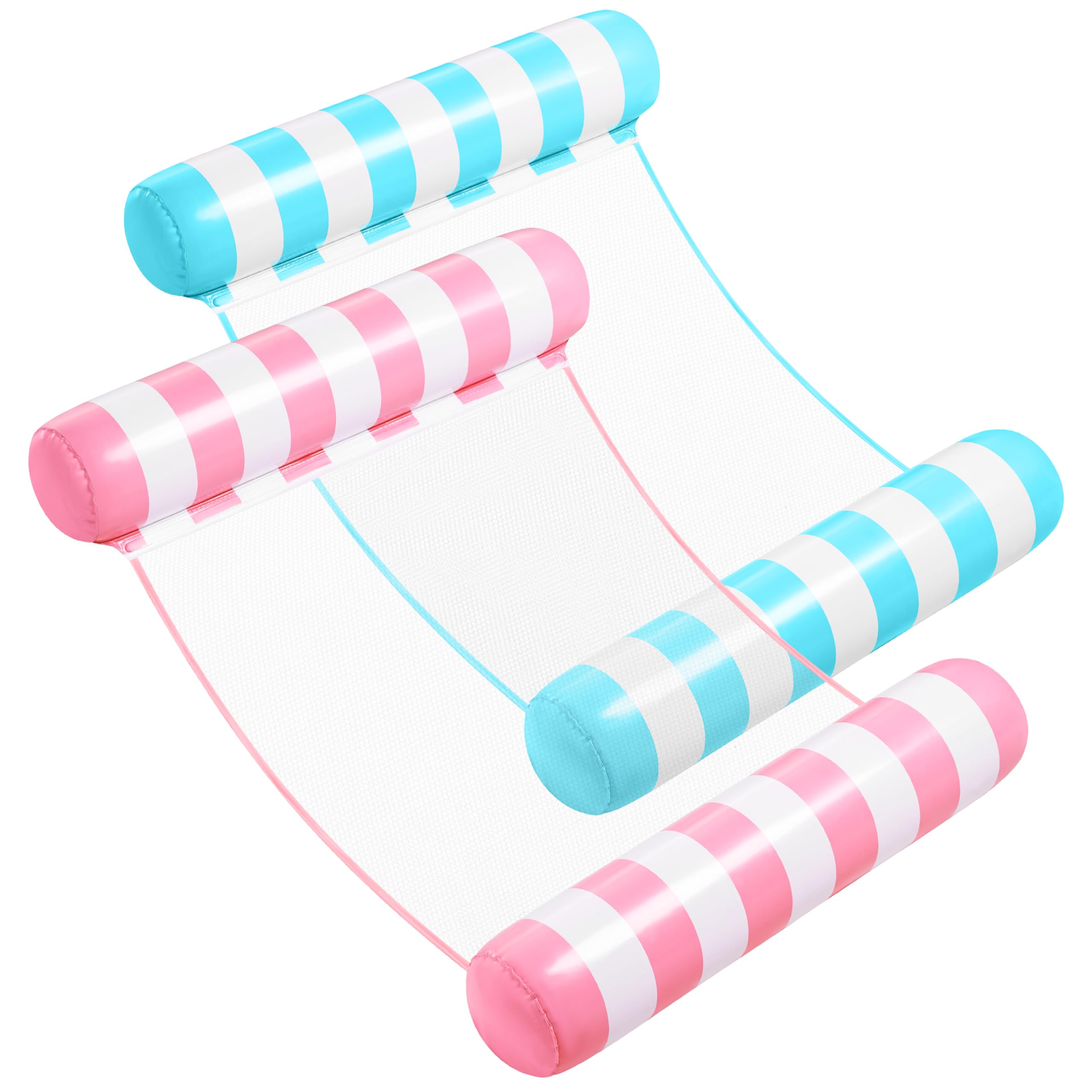 Photo 1 of SLOOSH 2 Packs Strip Type Hammock Pool Floats Adults, 4-in-1 Multi-Purpose Inflatable Pool Floats PVC Water Hammock Lounge Floaties (Aquablue, Pink)