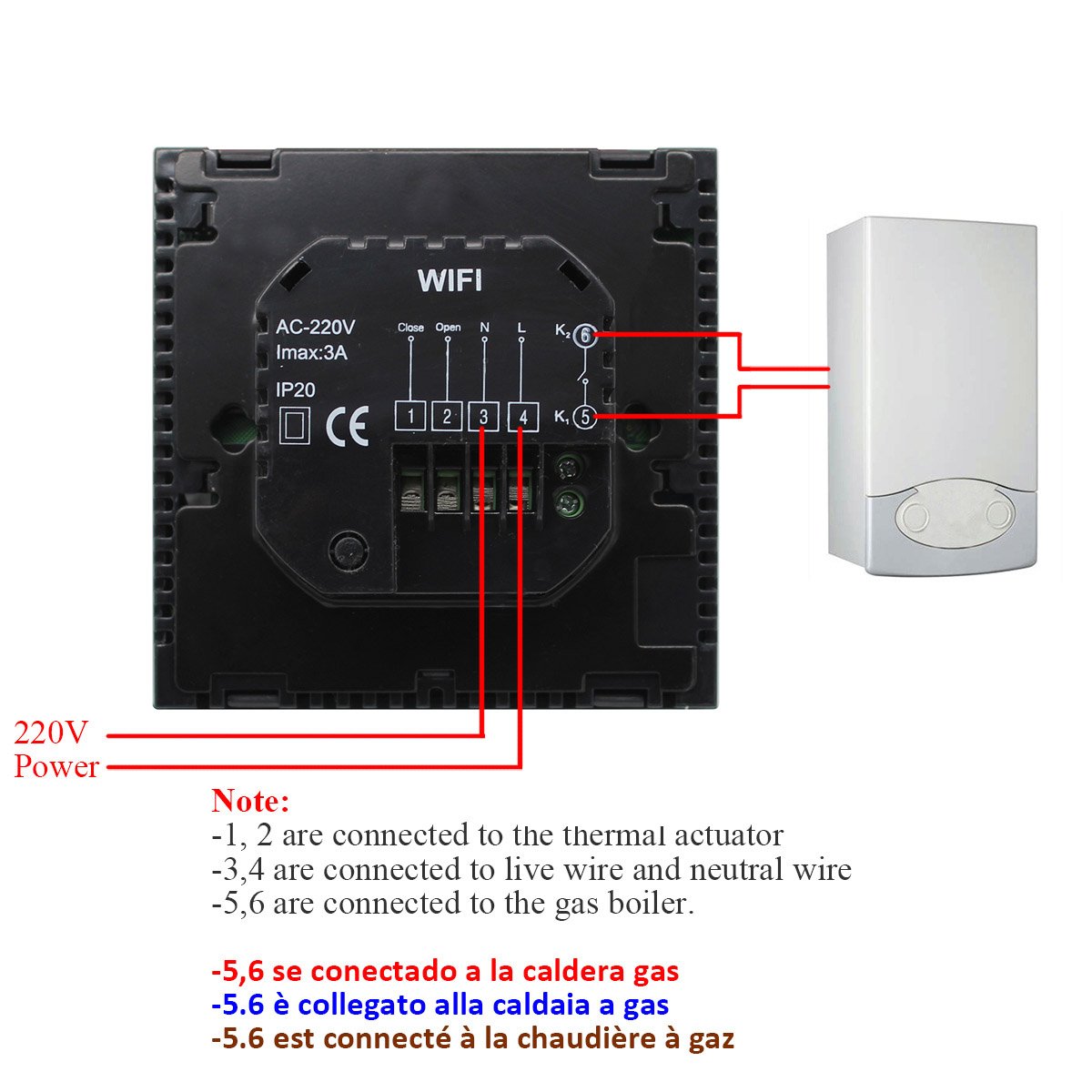 Termostato Programmabile 5-60°C Termostato Controllo Vocale Alexa Termostato WiFi Intelligente Tuya Per Riscaldamento A Pavimento - Controllo Da App E Alexa Termostato Caldaia Wifi Termostato Alexa Google Home - 5