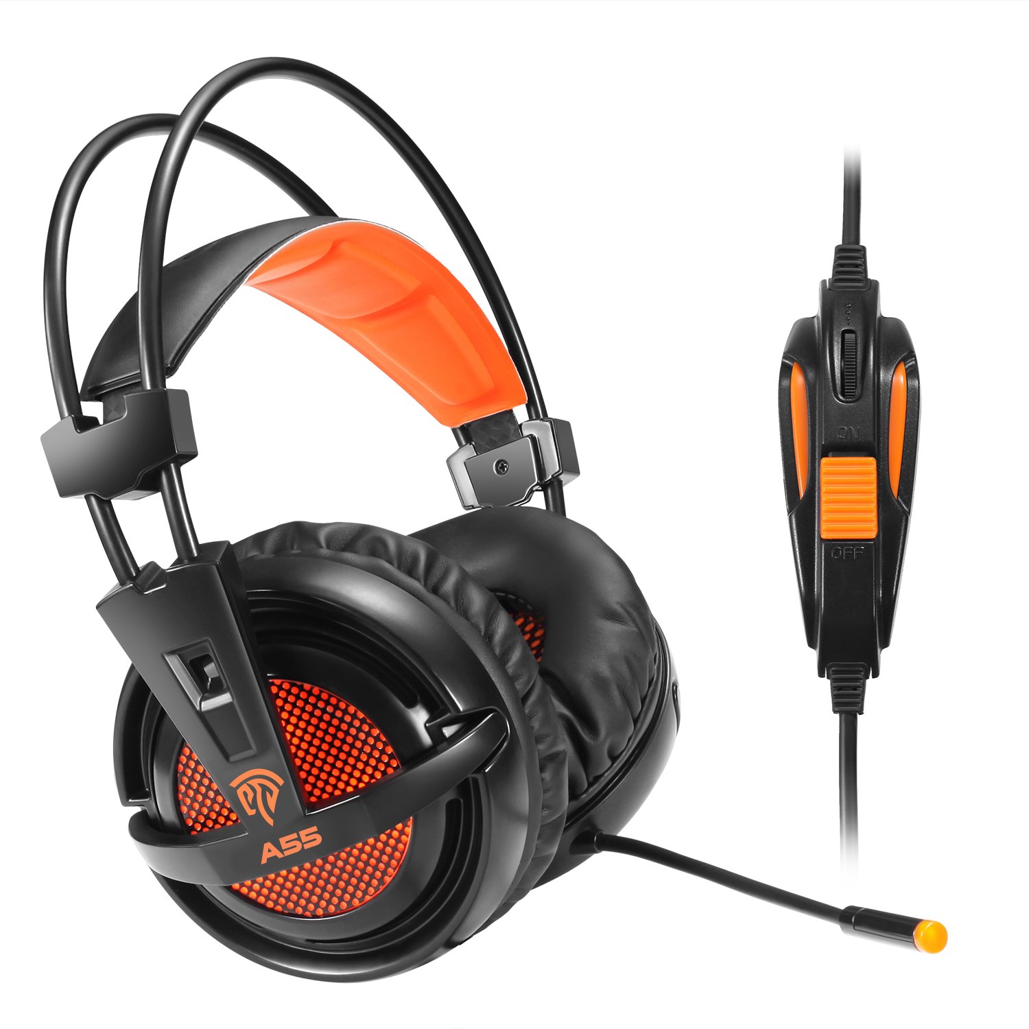 PC Gaming Headset, EasySMX Over-ear Wired Stereo Lightweight Gaming Headset 3.5mm Jack LED Indicator Adjustable Mic and In-line Controller One-key Mute for PC Tablet MP3 MP4 SONY and iPhone 6/7 etc.