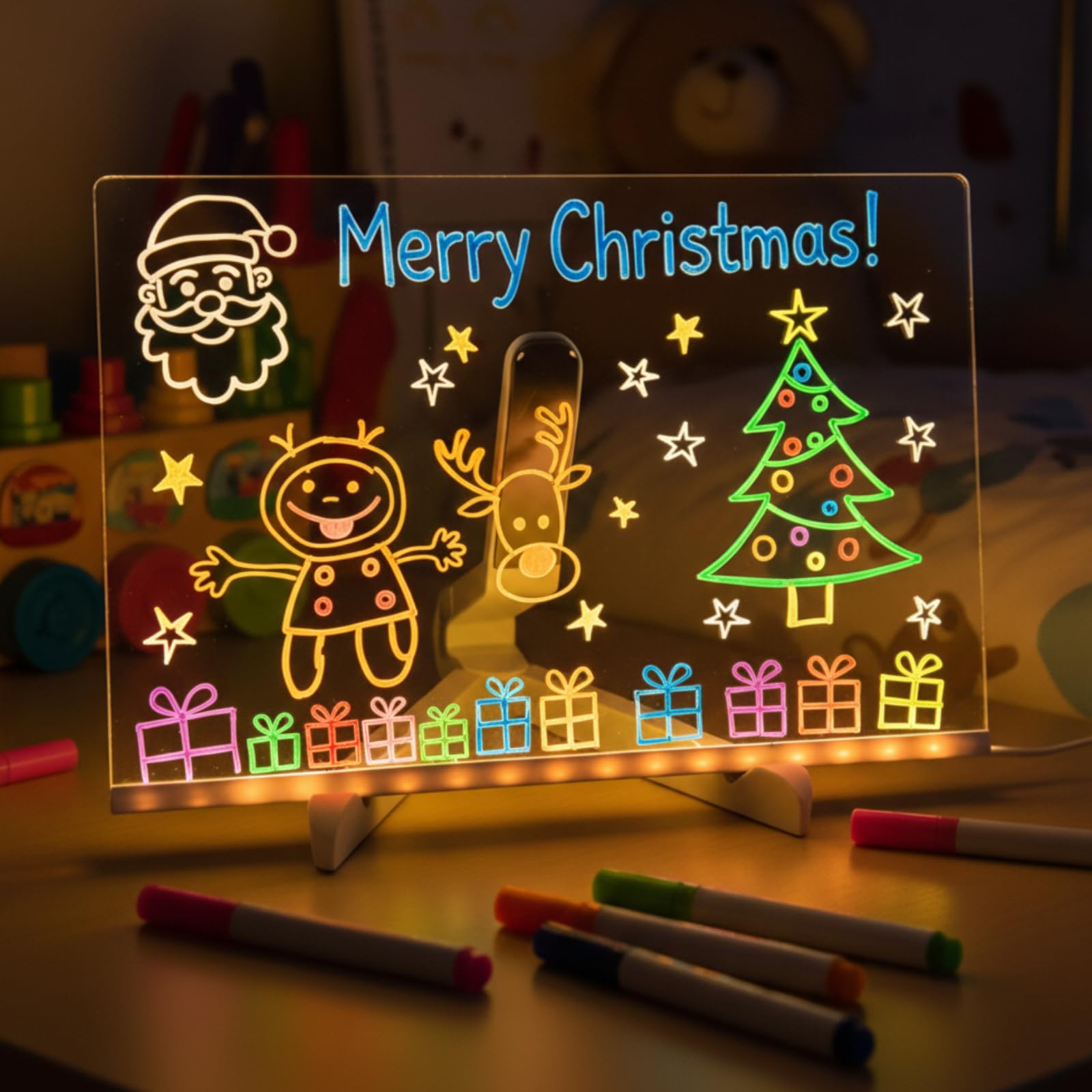 Charmy LED Note Board Night Light – Rewritable Acrylic Message Board with Adjustable Stand & Pen – 3000K Warm Light USB Desk Lamp for Bedroom, Office & Gift (20×30 cm / 8×12 in)