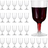 MATANA 48 Clear Plastic Wine Glasses with Stem for Parties (6oz) - Plastic Wine Cups, Wine Goblets Perfect for Wedding, Christmas, Cocktail Parties - BPA Free, Reusable