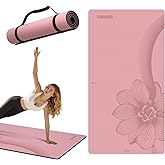 WUWAN Large Yoga Mat 76"x 40"x10mm (2/5 inch) – Extra Thick & Wide, TPE Fitness Mat, Printed Non-Slip Exercise Mat with Carrying Strap for Men & Women, Pilates, Stretching, Fitness & Workout