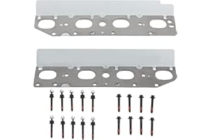 YzusGomumu Left and Right Exhaust Manifold Gasket Bolt Stud Nut Set Compatible with 2009-2020 Dodge Challenger Ram 1500 2500 3500 Chrysler 300 Jeep Commander Grand Cherokee 5.7L Replaces 6505316AA