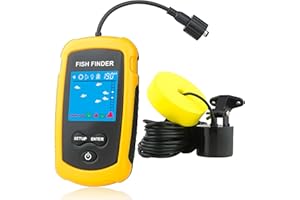 Venterior Portable Wired Fish Finder Ice Kayak Fishing Gear Water Depth Finder Handheld Fishfinder LCD Display Sonar Transducer