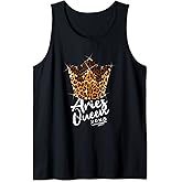 Leopard Aries Queen Zodiac Sign With Leopard Pattern Crown Tank Top