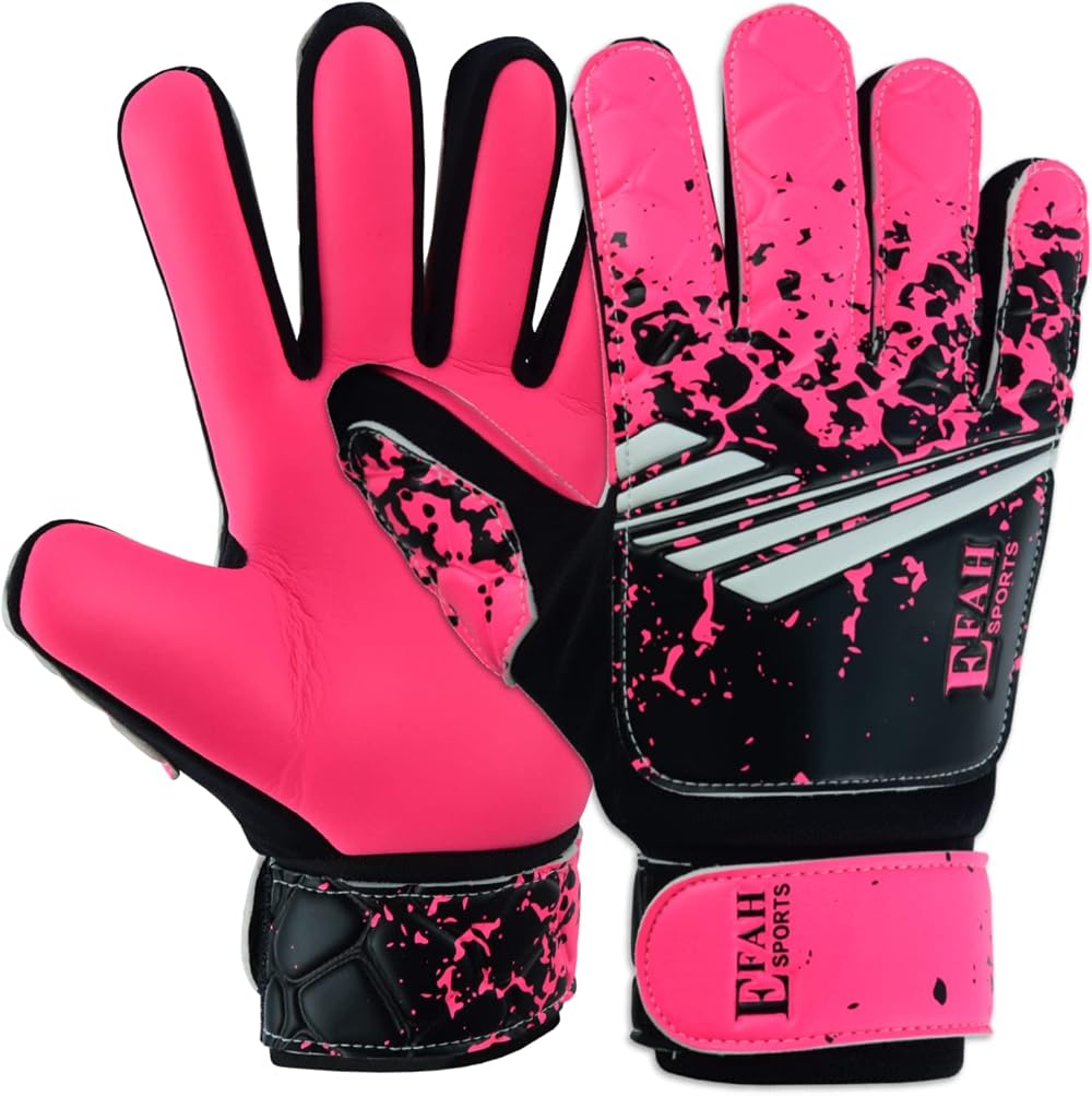 EFAH SPORTS Football Goalkeeper Gloves Pink Size 4 Boys 6-9