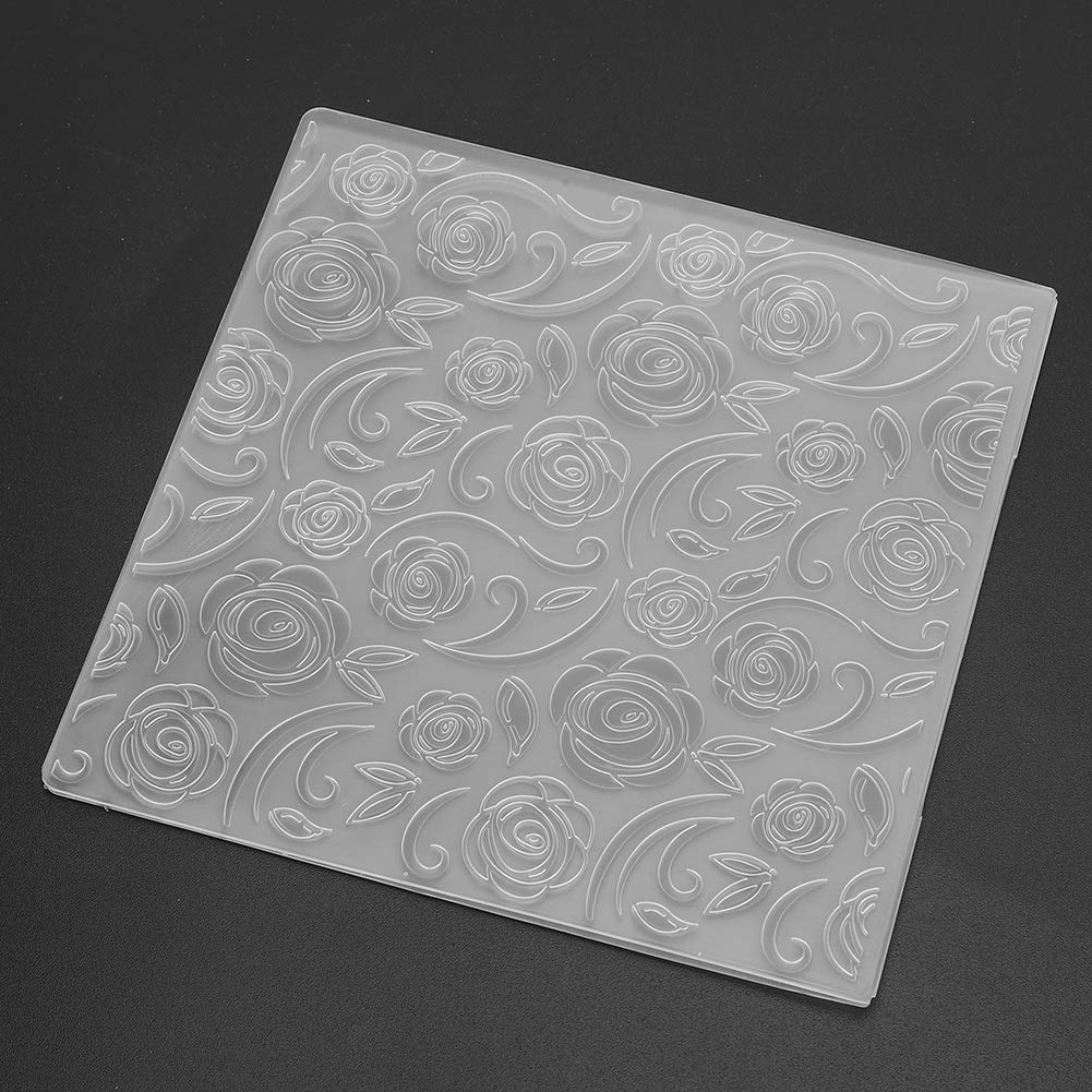 HAOX Embossing Folder DIY Card Making Tool, Retro Chinese Rose Pattern, Plastic, 14.9 x 14.9 cm