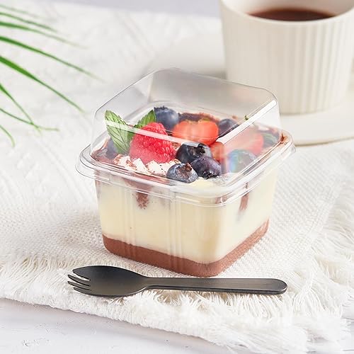 50 Sets, 9 Oz Clear Plastic Cups With Dome Lids (No Hole) - Disposable Cups For Ice Cream,Cake,Fruit,Parfait, Dessert, Pudding And Jello Shot - View #3