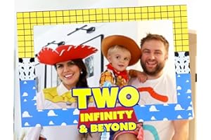 LaVenty Two Infinity and Beyond Birthday Decorations 2nd Birthday Party Photo Booth Props Frame Second Birthday Party Supplie