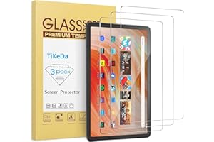 TiKeDa 3-Pack Screen Protector for Amazon Fire HD 10 Tablet (2023/2021,13th/11th Generation) /Fire HD 10 Plus/Fire HD 10 Kids/Kids Pro Tablet 2021,9H Hardness Tempered Glass Film for Fire 10