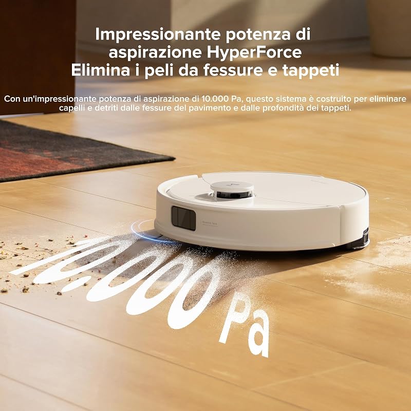 Q10 S5 Set Robot Aspirapolvere 10.000Pa, Panno Sollevabile, Bianco