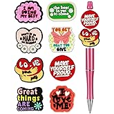 8Pcs Silicone Focal Beads for Pens – Premium Soft, Durable Beads for Custom Pen Making, DIY Craft Projects, and Personalization – Assorted Colors and Designs (Self-Love)