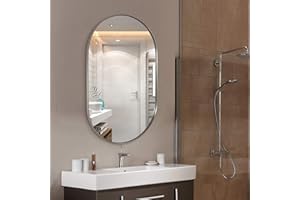 ANDY STAR Brushed Nickel Bathroom Mirror, 24x36 Oval Bathroom Mirror, Silver Oval Mirror, Oval Nickel Mirror, Oval Mirrors Wall-Mounted Mirror Vertical/Horizontal