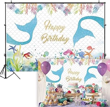 Amazon Com Funnytree 7x5ft Vinyl Little Mermaid Birthday Party
