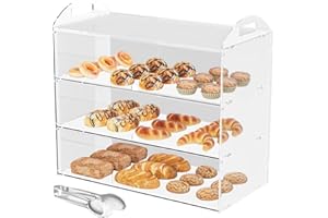 Cityjoy 3 Tier Bakery Display Case with Handle, Countertop 23.6" L x11.8 W x19.7 H Commercial Pastry Display Case, Acrylic Clear Food Display Box for Dessert Donut Bagels Cake Cookie
