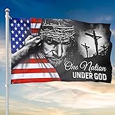 FLAGWIX 3x5 Patriotic American Flags for Outside, One Nation Under God American Jesus Flag - Double Sided, Heavy Duty Canvas, Fade Resistant - Home Decor Indoor, Outdoor Decor Flag with Grommets