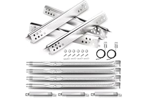 Uniflasy Grill Replacement Parts for Charbroil Advantage Series 4 Burner 463344116 466344116 Gas Grills, Stainless Steel G432-8M00-W1 Burner Tube, G361-0003-W1 Heat Plate, Adjustable Crossover Tube