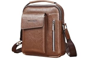 ANPTER Messenger Bag for Men Crossbody Shoulder Purse Small Vintage PU Leather Satchel Pouch Side Crossover Handbag
