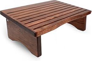 CONSDAN Foot Rest, Ergonomic Footrest for Under Desk at Work, Nursing Foot Stool, Natural Solid Wood Non-Slip Slanted Top Foot Stool for Office/Standing Desk(Chocolate Color)