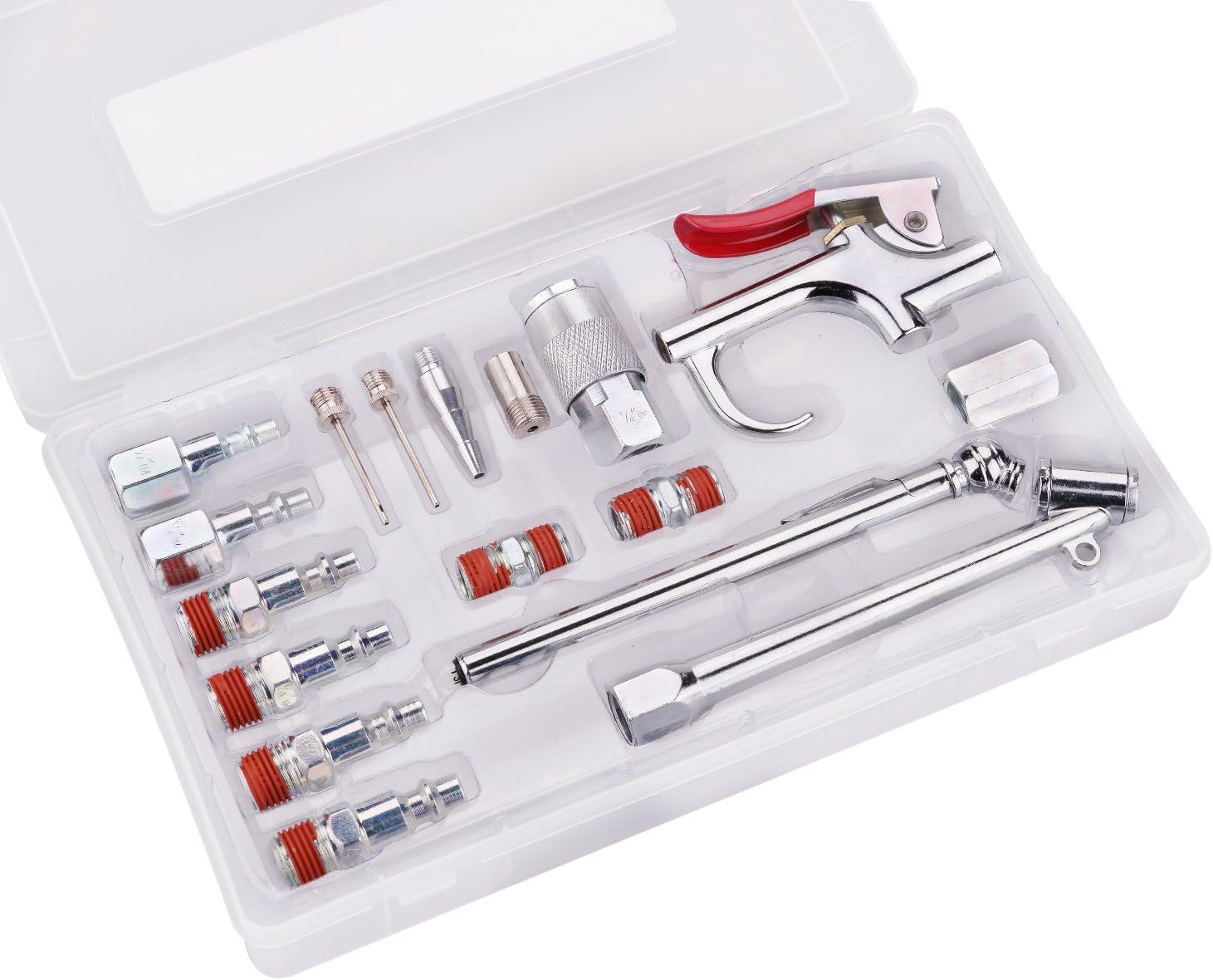 WYNNsky Air Tool and Compressor Accessory Kit, 1/4 Inch NPT 17 Piece Air Hose Fittings with Blow Gun, Tire Gauge and Storage Case - - 