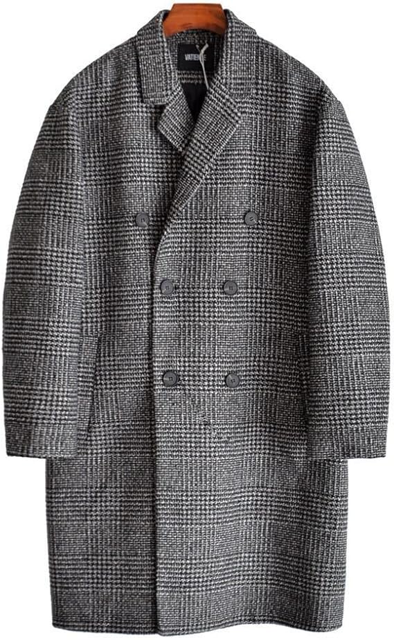 Amazon Lisa Pulster メンズ ロングコート ダッフルコート 開襟 千鳥格子 ラシャコート チェック柄 ジャケット カジュアル あったか ゆったり オシャレ カッコイイ 通学 冬 秋 コート ジャケット 通販