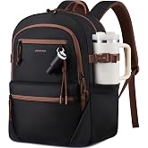 LOVEVOOK Laptop Backpack with Cute Pendant,17.3 Inch Travel Work Backpack Computer Laptop Bag with Large Cup Holder,Waterproof Nurse Teacher College Carry on Backpack Purse,Gifts for Women &amp; Men,Black