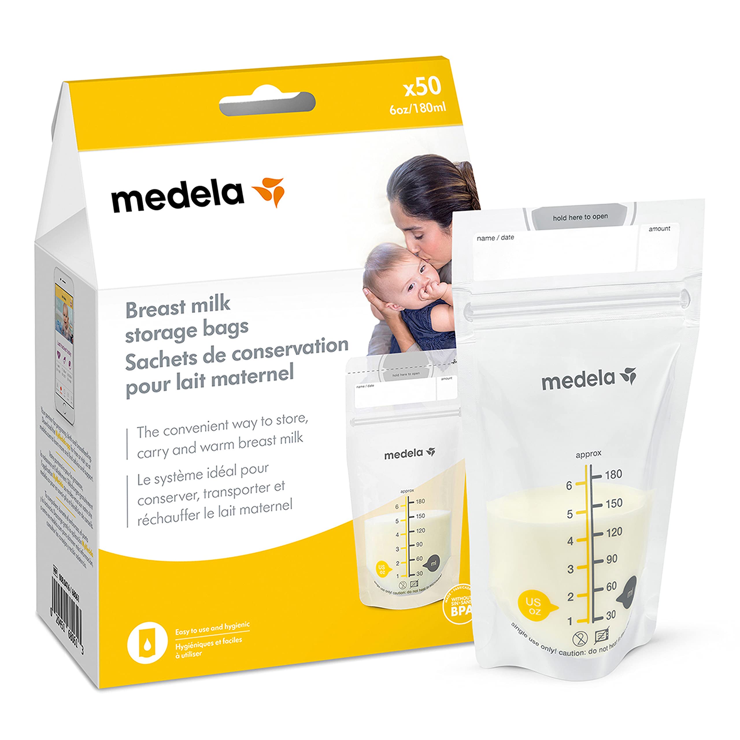 Medela Breastmilk Storage Bags, Ready to Use Breast